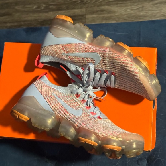 Nike Women's Air VaporMax Flyknit 3 Running Shoes Blue Orange AJ6910-400 - Picture 12 of 12